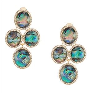 Ann Klein Oval Stone Chandelier Clip Earrings